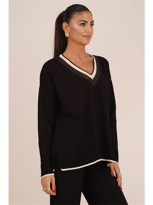 Maglia in viscosa Love To Love by Gai Mattiolo | LT674NERO/BEIGE